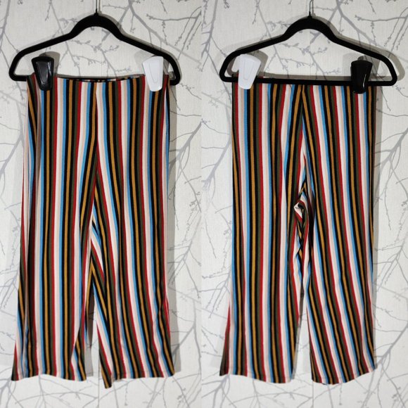 Urban Outfitters Striped High Rise Wide Leg Plisse Pants - Picture 2 of 5